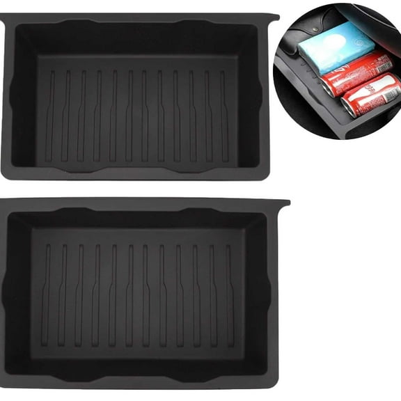 2Pack Vehicle Under Seat Storage Box, Seat Organiser for Tesla Model Y,Organizer Trays Case Drawer