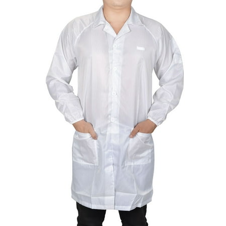 Button Closure Anti Static Overall Gown Size M White for Men