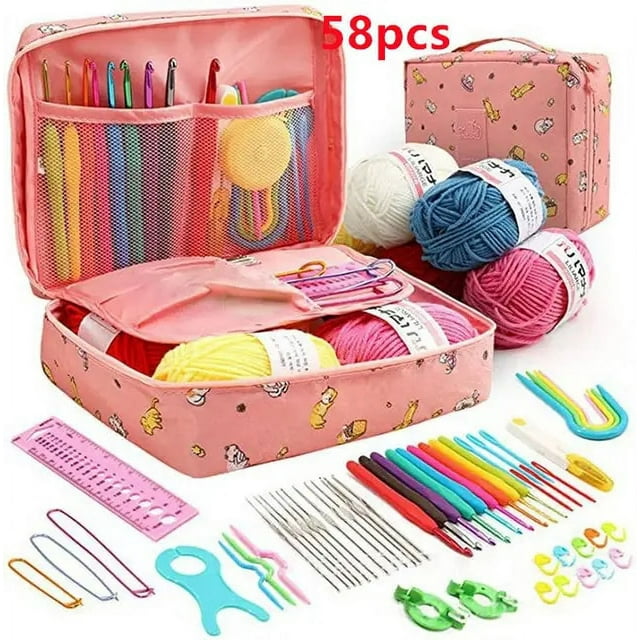 DIY Knitting Tools Kits Portable Crochet Hand Novice Beginners Multi-color Storage Kits,style b 58pcs