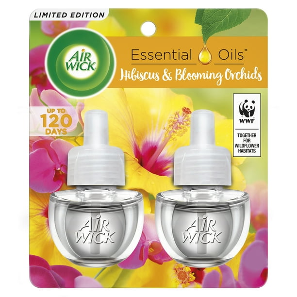 Air Wick Plug in Scented Oil Refill, 2 ct, Hibiscus and Blooming