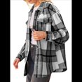 thumbnail image 3 of Ropa de Mujer para y Otoño, Elegante, de Larga, con Solapa, Holgada, A Cuadros, Chaqueta y Camisa de Franela con Botones. Gris L, 3 of 8