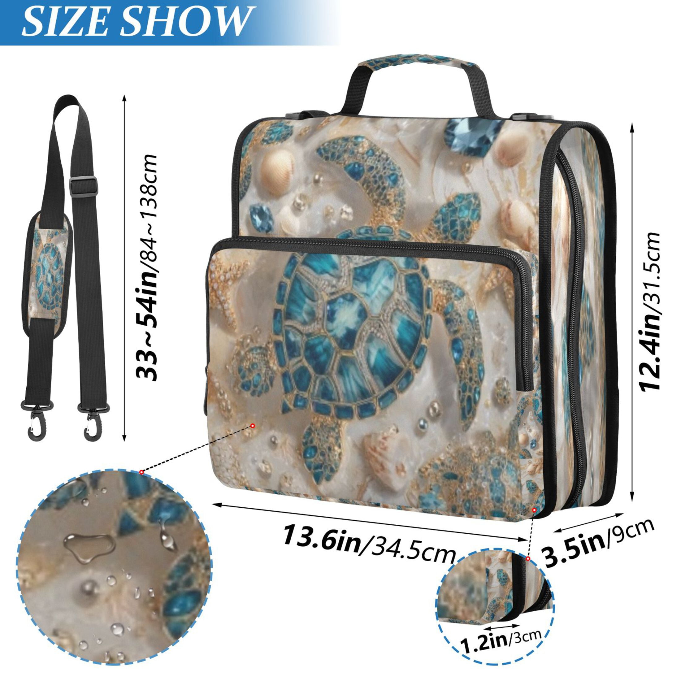 DIXRUYEE Zipper Binder trapper keeper Documents Organized Turquoise Pearl Turtle Printed