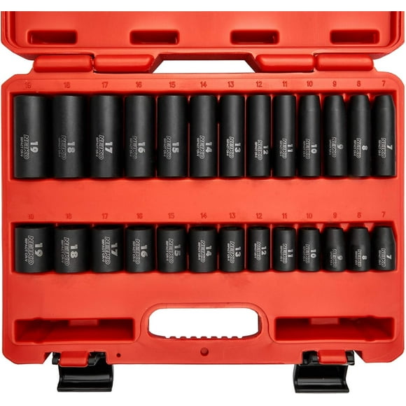 Juego de enchufes NEIKO 02433A Drive de 3/8 pulgadas estándar y profundo, 26 piezas