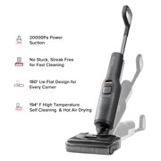 Roborock F25 Wet/Dry Vacuum Cleaner, 20000Pa Floor Cleaner, cordless, Hot Air Flash Drying & High Temperature Self Cleaning, Black