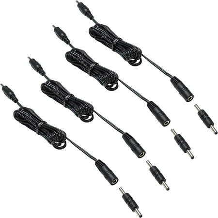

3.5X1.35 DC Connector for AIBOO Single White Kitchen Light Bar 22AWG Black Extension Cords 5ft.(3.5 X 1.35 mm Black Cords 4 Packs)