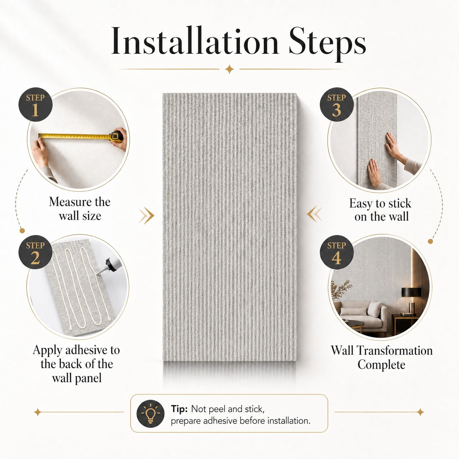 Plank & Hue 4Pcs 48"x24" 3D Faux Stone Wall Panels, Imitation Stone Wall Décor Wainscot Panel Board for Interior Accent Walls, Stone Gray