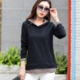 thumbnail image 3 of Versión coreana de sudadera con capucha de algodón puro de dos piezas falsa para mujer, conjunto de otoño con capucha, moda informal, top holgado de manga larga de talla grande, 3 of 5