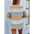 thumbnail image 4 of Tralilbee Women Long Sleeve Crew Neck Pullovers Stitching Color Loose Knitted Sweaters, 4 of 6