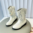 thumbnail image 2 of Wxirdiow Girl Boots Toddler Cowboy Boots Western Cowgirl Boots Boys Girls Mid Calf Square Toe Riding Walking Shoes White Size,2, 2 of 9