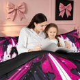 thumbnail image 4 of Homewish Monogrammed A Twin Comforter Sets for Girls, Black Pink Bowknot Bedding Set, Black Reversible, 2 Pieces 1 Comforter and 1 Pillowcase, 4 of 6