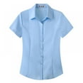 thumbnail image 2 of Womens Short Sleeve Button Down Shirts Official Collar Blouse Basic Simple Dress Shirt, 2 of 10