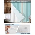 thumbnail image 3 of No Hook Cloth Fabric Shower Curtain with Snap in Liner, Aqua Beige Striped Waterproof Shower Curtains Set with See Through Top Window, Modern Farmhouse Retro Lines Bath Curtains Shower 66"x72", 3 of 6