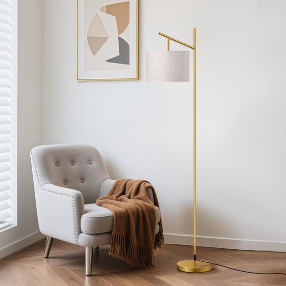 EDISHINE 64.7in Floor Lamps for Living Room, Metal Standing Lamp with Foot Switch for Bedroom, Office, Decor, Lighting, Golden