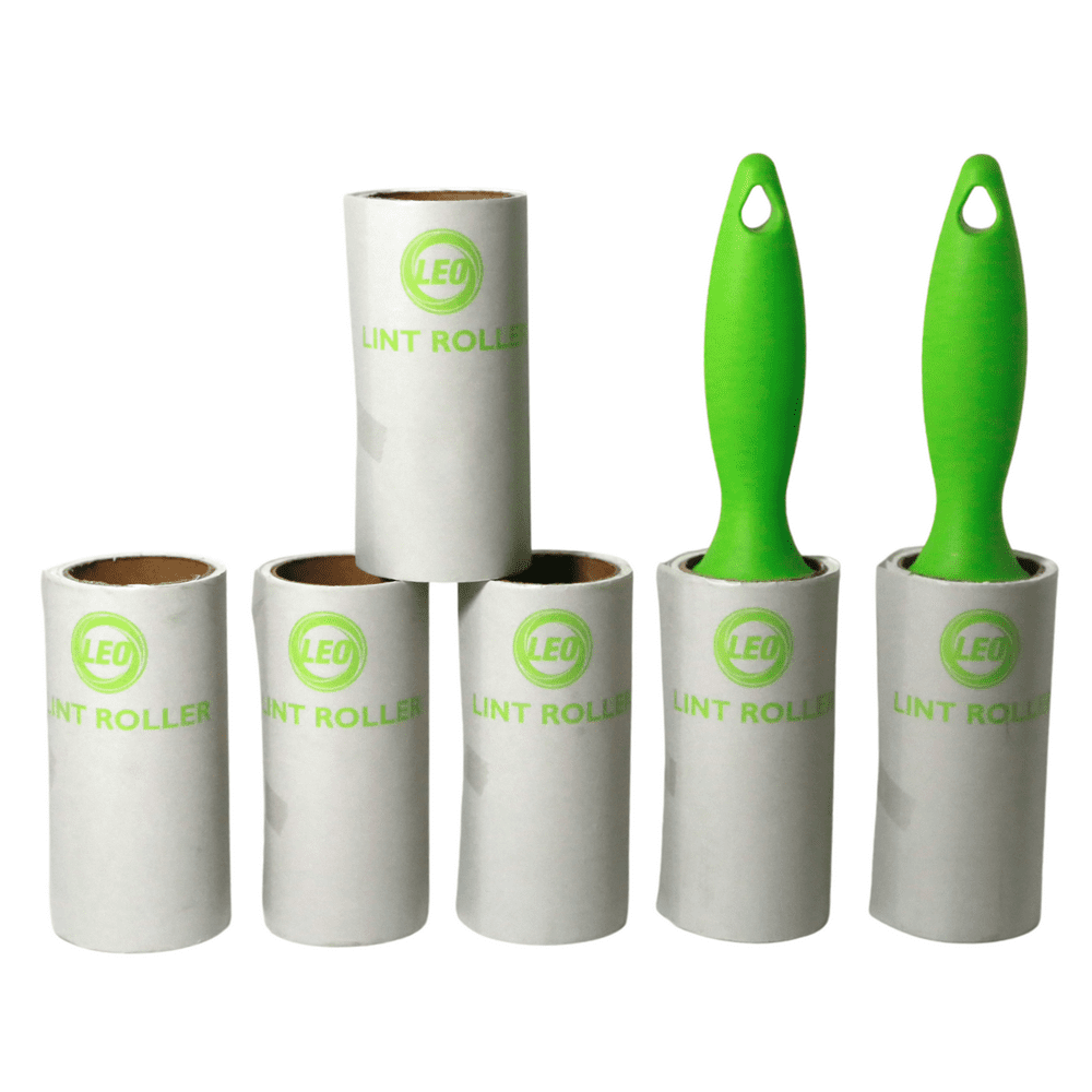 Leo Small Lint Roller + 6 Refill 60 Sheet 360 Sheets of Sticky Peel
