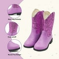 thumbnail image 2 of Kids Western Boots Girls Cowgirl Boots Unisex-Child Mid Calf Glitter Toddler Cowboy Boot Little Big Kids Western Riding Shoes, 2 of 5