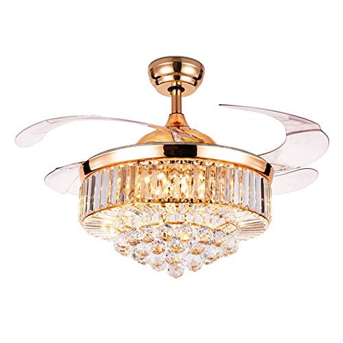 Oukaning 42 Inch Crystal Ceiling Fan With Remote For Dining Room Bedroom Gold Com Oukaning 42 Inch Crystal Ceiling Fan, Rose Gold Ceiling Fan