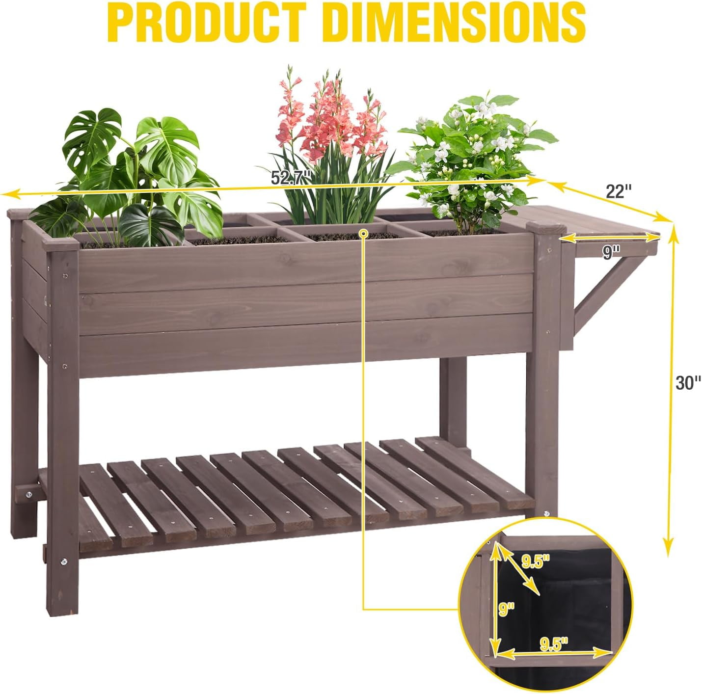 Aivituvin Raised Garden Bed Elevated Wood Planter Box Stand Outdoor Garden Kit