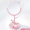 thumbnail image 5 of Espejo de escritorio con forma de lindas orejas de gato, espejo de tocador Kawaii para usted en el baño o el dormitorio, baño de dormitorio Kawaii redondo alto y rosa, 5 of 5
