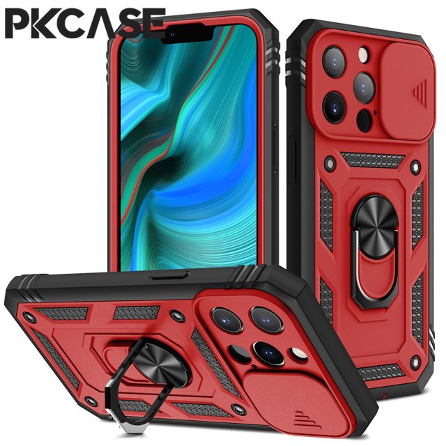 PKCASE Push Window Phone Case For iPhone 16 15 14 Pro Max 360 Degree Rotate Stand Shockproof Cover For iPhone 13 14 15 Plus tzw