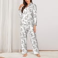 thumbnail image 3 of Wukai Hand Drawn Rabbit Print Women's Pajama Set - Soft Long Sleeve Sleepwear for Comfort and Style-, 3 of 9