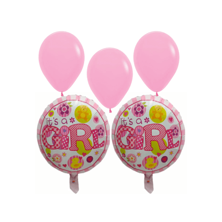 It's a Girl Baby Shower Balloon Bouquet Pink Foil and Latex Party Decorations