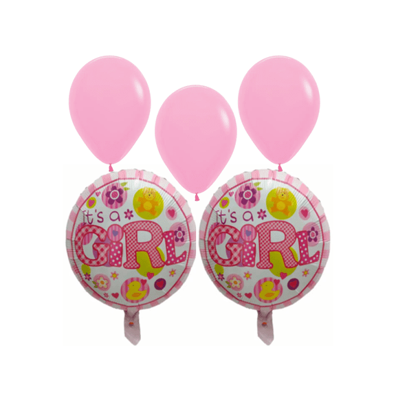 It's a Girl Baby Shower Balloon Bouquet Pink Foil and Latex Party Decorations