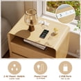 thumbnail image 4 of Nightstand with 2 Drawers, Round Corner Wood Nightstand, Bed Side Table with Charging Station, Bedroom Nightstand, Nature, 4 of 7