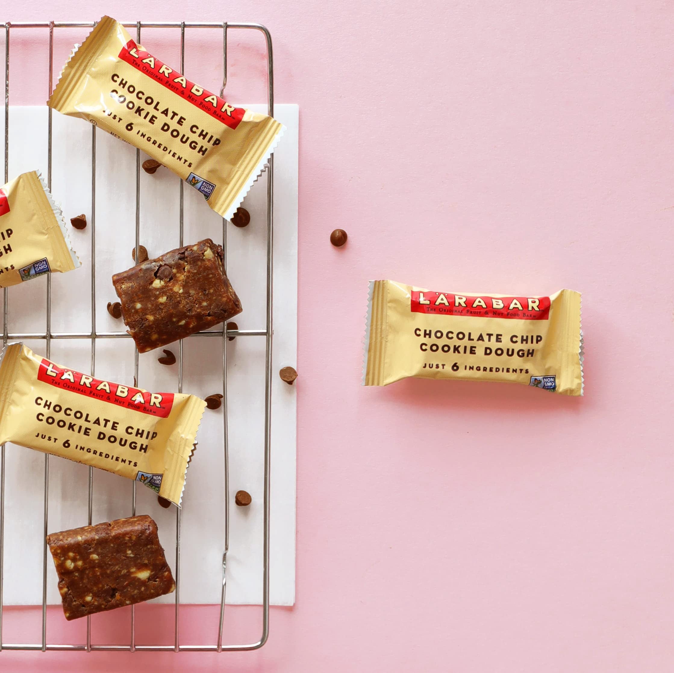 Larabar Chocolate Chip Cookie Dough Mini Bars, Gluten Free Vegan Fruit & Nut Bar, 0.78 oz Bars, 20 Ct