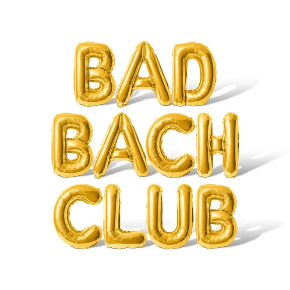 Letter Balloons - BAD BACH CLUB 16" Inch Alphabet Letters Foil Mylar Balloon Bachelorette or Bridal Shower Party Banner (Gold)