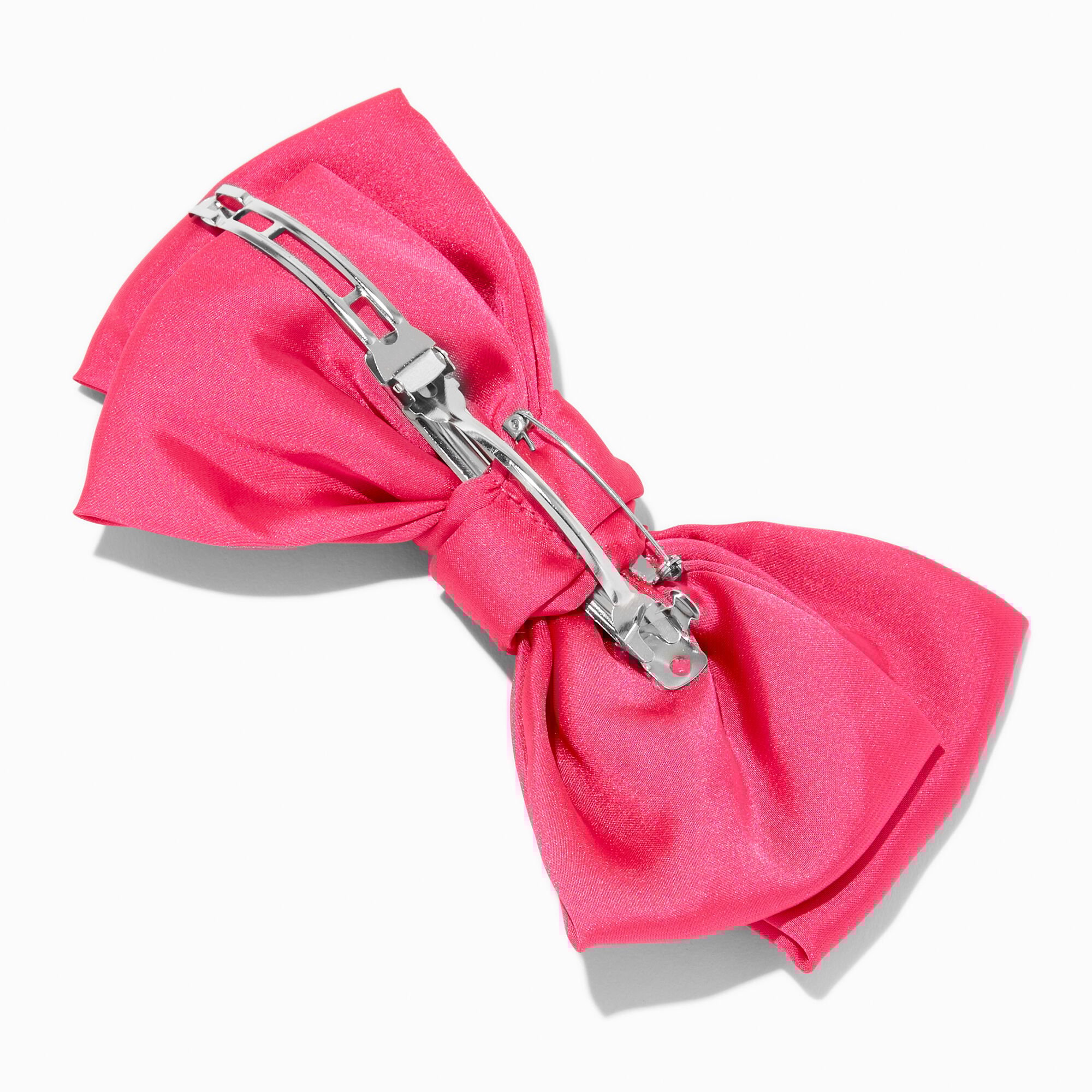 thumbnail image 3 of Claire's Large 80s Style Hair Bow Clip, Iconic Hair Accessory, Dazzling Oversized Bow for Women, Distinctive Hair Clip for a Chic Statement, 7-inches Wide (Hot Pink), 3 of 3