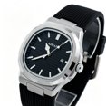 thumbnail image 5 of VORSEL Men Silicone Watch Black Octagonal Bezel Black Horizontal Stripe Dial 42mm Luminous Date, 5 of 7