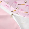 thumbnail image 4 of Castle Fairy Baseball Bats Duvet Cover King, Bow Pattern King Bedding, Pink Brown White,Pink Reversible,3 Pieces,1 Duvet Cover and 2 Pillowcases, 4 of 6