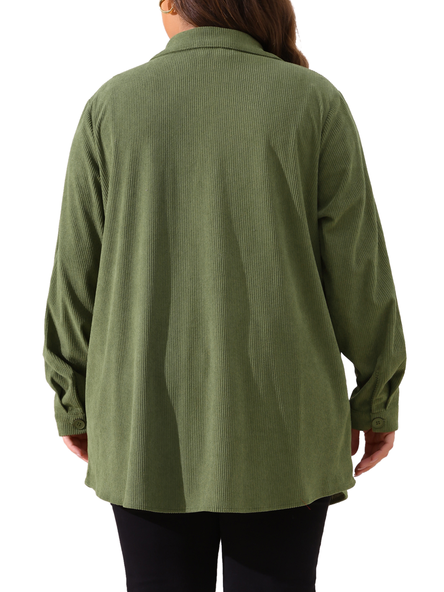 DARING DIVA Plus Size Corduroy Shirts Button Down Shackets Jacket 3X Green