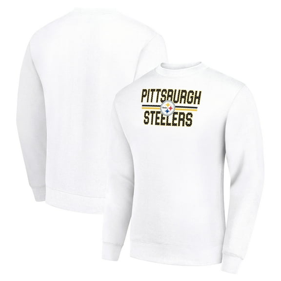 Men's Starter White Pittsburgh Steelers Team Mesh Print Graphic Pullover Sweatshirt
