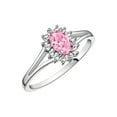 thumbnail image 4 of RYLOS Rings for Women 14K White Gold Ring Classic Halo Diamond Birthstone Ring 6X4MM Oval October Pink Ice Jewelry for Women  Size 7, 4 of 8
