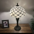 thumbnail image 6 of Tiffany Table Lamp White Stained Glass Crystal Beans LED Bulbs Included For Living Room Bedroom Bedside 12"W*12"D**22"H, 6 of 7