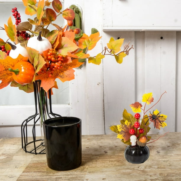 Uuiauoio Halloween Pumpkin Decoration Artificial Fall Thanksgiving Tabletop Centerpiece Home Decor Faux Floral Arrangement Ornament for Party Living Room