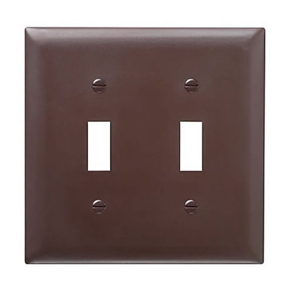 Pass & Seymour Legrand TP2 2-Gang Toggle Light Switch Wall Plate, Trademaster Size Cover, Unbreakable Nylon, Brown