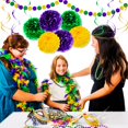 thumbnail image 5 of 32 Piezas De Decoraciones De Mardi Gras, Suministros Para Regalos De Fiesta, Accesorios De Decoración De Mardi Gras, Telón De Fondo Para Colgar En Forma De Remolino, Pompones De Papel De Seda, Guirnal, 5 of 5