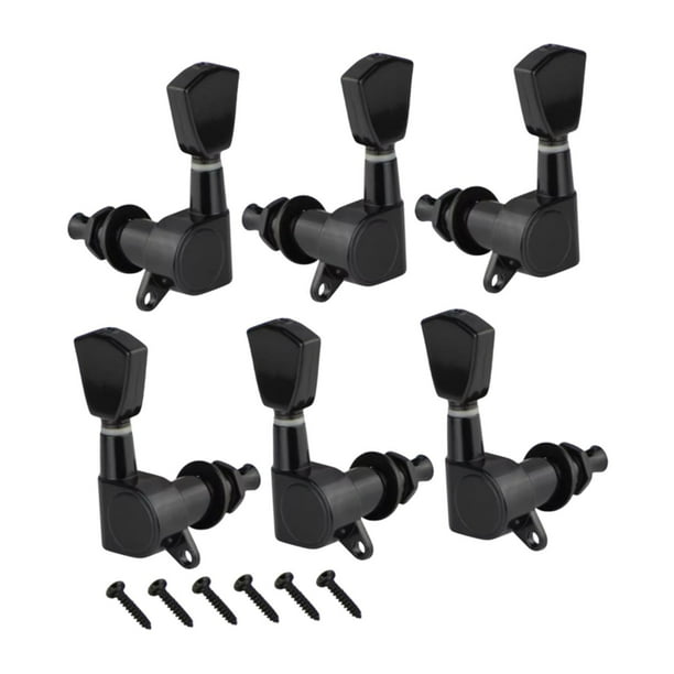 6 clavijas de afinación para guitarra con herramientas resistentes al desgaste 3L3R Negro