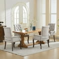 thumbnail image 3 of CQSXDA Stylish Tufted Accent Dining Chair with Upholstered Chenille Fabric and Curved Solid Wood Legs, Single Pack, Beige, 3 of 18