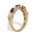 thumbnail image 2 of PalmBeach Jewelry .62 TCW Oval Cut Genuine Blue Sapphire and Diamond Accent 18k Yellow Gold-Plated Sterling Silver Ring, 2 of 5