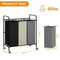 thumbnail image 3 of Ataucjin 2/3-Bag Laundry Sorter Cart Rolling Laundry Hamper With Lockable Wheels And Removable Bags 2/3 Section Large Laundry Basket Organizer Clothes Separator Hamper For Toys Storage, 3 of 6