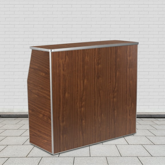 Flash Furniture 4' Walnut Laminate Foldable Bar