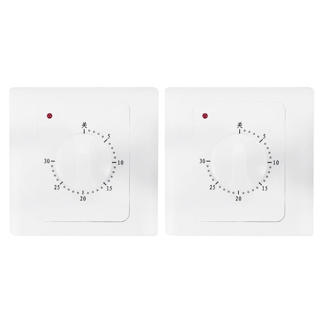 2X Ac 220V 10A 30Min Countdown Timer Switch Electric Digital Time Plug Control Switch Timer Socket Knob Style Mechanical,2 x Timer Socket 4 x Screws,White
