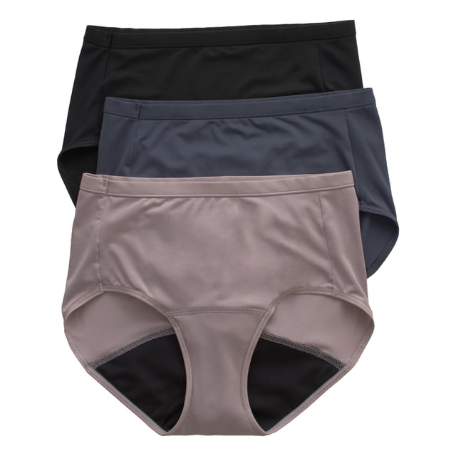 Hanes Ropa interior menstrual ligera para mujer, paquete de 3, tipo brief