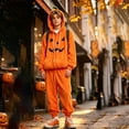 thumbnail image 2 of Playtopia Youth Boys Outfits, Halloween Pumpkin Graphic Zip‑Up Hooded 2‑Piece Set, Fleece Fall Costume Outfit 110‑160, 2 of 4