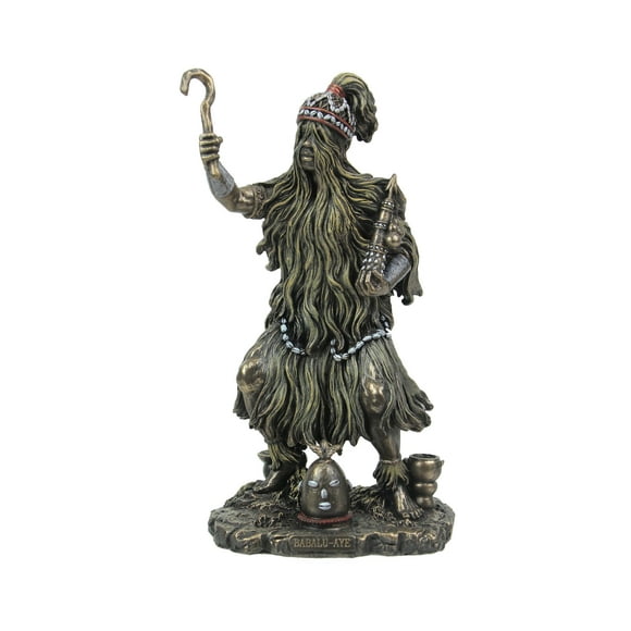 Bronzed Finish Babalu Aye Orisha of Health and Healing Statue 8.5 Inches Tall
