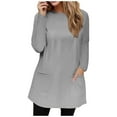 thumbnail image 4 of Lmnyox Oversized Long Pullover for Women Plus Size Long Sleeve Crew Neck Casual Sweatshirts with Pocket, 4 of 5