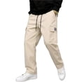 thumbnail image 2 of Resicozy Cargo Sweatpants for Men Casual Athletic Drawstring Waist Jogging Sweatpant with Pockets Home Party Khaki XL, 2 of 9